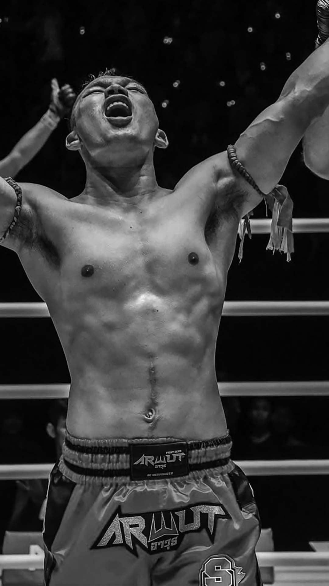 Rambong Therapat celebrating a victory in ONE Championship Muay Thai