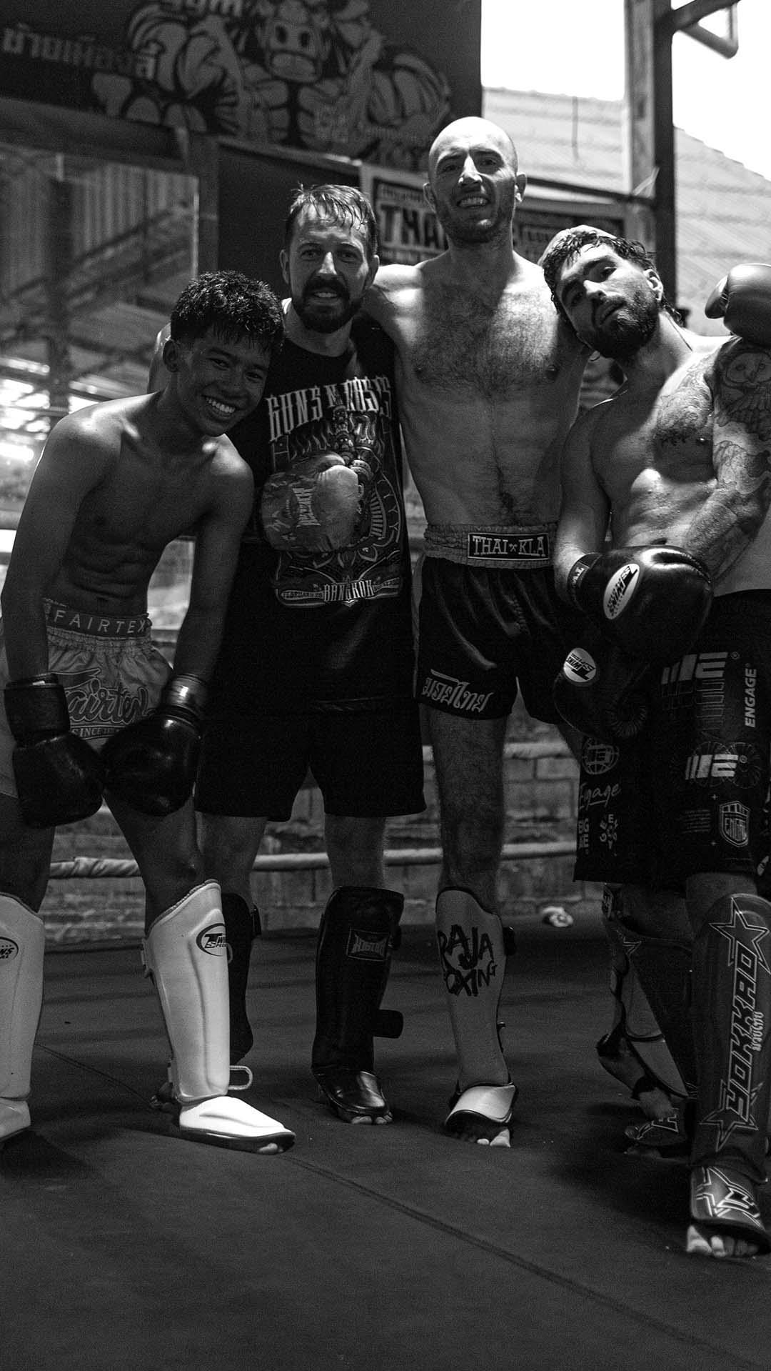 Group Muay Thai training session at Rambong Muay Thai Gym in Chiang Mai